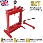 12-Ton Adjustable Benchtop Hydraulic Shop Press Stamping Plates & Pressure Gauge