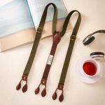 Vintage Adjustable Heavy Duty Men's Canvas Braces Button-on Elastic Suspenders 