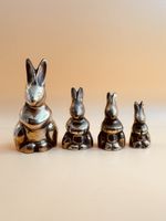 Vintage Brass Bunny Rabbit Family Figurines Set of 4 Miniature Rabbits  Mini