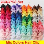 40/20PCS Handmade Bow Hair Clip Alligator Clips Girls Ribbon Kids Sides Boutique