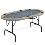 SPORTNOW 8 Player Folding Poker Table with Cup Holders, Steel Base, Brown