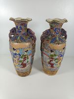 Pair Of 19th Century Blue Japanese Satsuma Vases