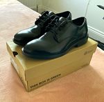 H&M Men’s Black Leather Derby Dress Shoes Lace-Up Round Toe UK 8 Standard