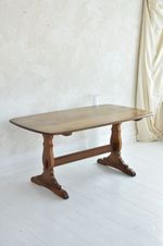 Ercol Solid Elm Refectory Table Antique Dinning Table - Vintage Arts And Crafts