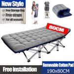 Oversized Folding Sleeping Cot Guest Bed Outdoor Portable Camping Cot + Mat +Bag