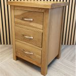 Oak 3 Drawer Bedside Table – London Oak Solid Wood Nightstand Fully Assembled