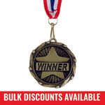 Winner Medal with FREE Ribbon and Certificate 45mm Metal Gold