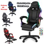 Gaming Massage Chair Footrest Office Computer PC Racing Recliner Swivel Seat UK