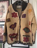 Vintage Planet Earth Imports Women’s Cardigan Sweater Hand Knit Wool 16 18 