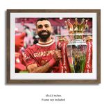 Mohamed Mo Salah 11 Hand Signed Liverpool Trophy 16x12 Photo + PSA QO Card & COA