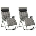 2pc Reclining Zero Gravity Sun Loungers Folding Chaise Lounge Chair