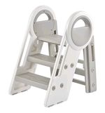 Toddler Step Stool with Handle, Foldable & Adjustable Non-Slip Helper Stool Grey