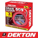Dekton 7m Drain Auger Unblocker Flexible Pipe Cleaner Sink Unclog Hair Remover 