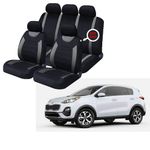 FOR Kia Sportage Black & Grey Car Seat Covers Protectors Full Set Washable Pet