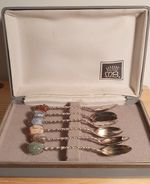 Boxed Set Of Silver Wire Twisted Spoons With Crystal Finials. C2