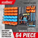 64 Pcs Storage Bin Rack Wall Mounted Tools Parts Garage Shop Shelving Organiser