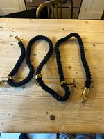 Black bannister or stair rope 3 m long with brass fixings