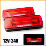 2x LED Rear Brake Tail Light Dynamic Indicator 4 Functions Truck Trailer 12V 24V