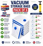 6 x Vacuum Storage Bags Space Saving Clothes Duvet Travel Vacuum Seal Bags