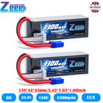 2x Zeee 6S Lipo Battery 3300mAh 22.2V 120C EC5 SoftCase for RC Airplane Car Tank