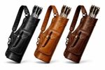 Full-grain leather archery quiver - Traditional 4-tube hunting quiver