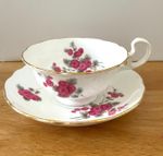 Radfords English Bone China Pink Berries Conifer Pine Branch Teacup Saucer 7310N