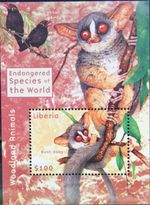 LIBERIA 2000 Block 283 Senegalago Galago Endangered Animals Fauna Animals MNH