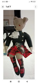 Very Rare Vintage Casa Roma Teddy Bear Couple With Scottish Attire