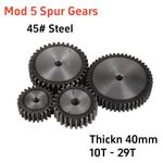 Mod 5 Spur Gears  Pinion Gear Thickn 40mm 10T - 29T Transmission Gear 45# Steel