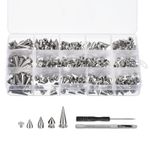 180Set 4 Size Cone Spikes Studs CRAFT CLOTHING Leather Rivets Kit w Install Tool