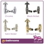 Metal Head Thermostatic Radiator Valves Corner Angled TRV Traditional Rad Valve