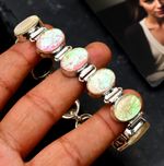 Australian Triplets Opal Gemstone 925 Sterling Silver Handmade Jewelry Bracelet