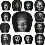 2PCS Ghost Face Headrest Covers Scary Face Printing Auto Seat Universal Elastic 