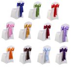 1 25 50 100 Satin Sashes Chair Cover Bow Sash WIDER FULLER BOWS Wedding Party