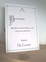 The Traitors Letter You have Been Murdered Custom Traitor Letter Traitors Fans