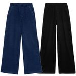 EX M&S Womens Elasticated High Waist Denim Wide Leg Trousers Ladies Denim Pants