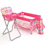 Baby Doll High Chair & Cot Accessories Furniture Travel Friendly Set BiBi Doll