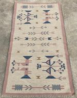 Vintage Traditional Handmade Turkish Geometric Wool Kilim Floor Rug 193x90 cm