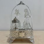 Antique Victorian John Grinsell EPNS Silver Plate Cut Glass 4 Bottle Cruet Set