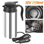 12V Stainless Steel Portable Electric Kettle 750ml Car Truck Travel Water Heater