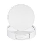 1 Set Leather Drink Coaster for Coffee Tabletop Protection, White