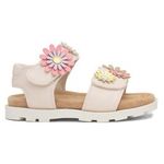 Walkright Girls Sandals Beige Kids Flat Easy Fasten Flower Open Toe Heaton SIZE