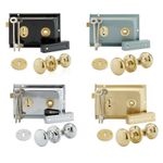 XFORT 6"x 4" Traditional Rim Lock Set Complete with a Rim Knob & Keyhole Cover