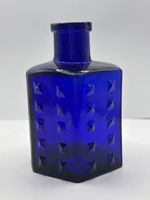Old blue hobnail poison bottle, chips