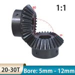 1 Module Bevel Gear 20/25/30 Tooth 90°1:1 Pairing Motor Bevel Gear Bore 5mm-12mm