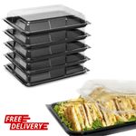 Catering Food Platter Trays & Lids for Parties, Sandwiches, Cakes - 34x24x6