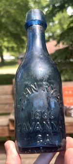 SCARCE COBALT BLUE COLORED BLOB SODA JOHN RYAN 1866 SAVANNAH, GA 1860'S ERA L@@K