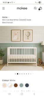 Mokee Mini Cot Bed White (Beechwood)