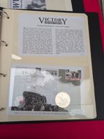 VICTORY  WORLD WAR 2 COIN AND STAMP COLLECTION PLUS OTHER ITEMS WWF FOOTBALL QE2
