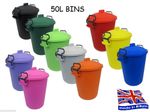 coloured bin 50l litre ideal for animal feed  horses  cats  dogs  birds